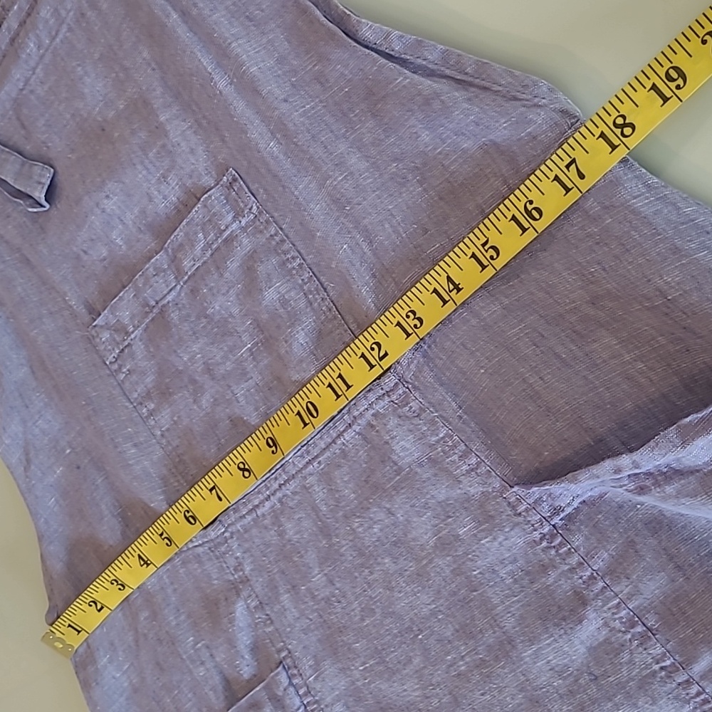 EUC FLAX Soft Lavender 100% Linen Jumper with Adjustable Straps and Pockets - Picture 5 of 13
